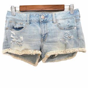 American Eagle Shortie Distressed Blue Jean Shorts